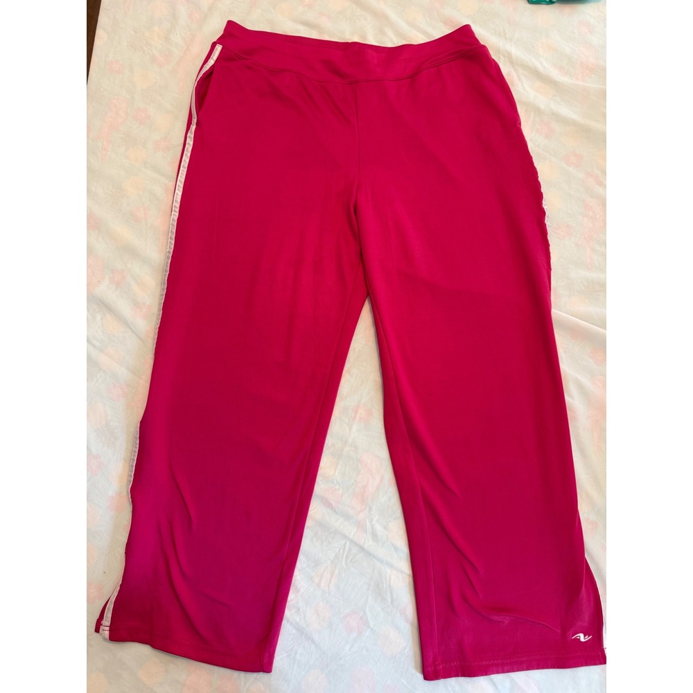 Athletic Works Moroccan Pink Track Pants Ladies L Petite AW343731P Stripe Side